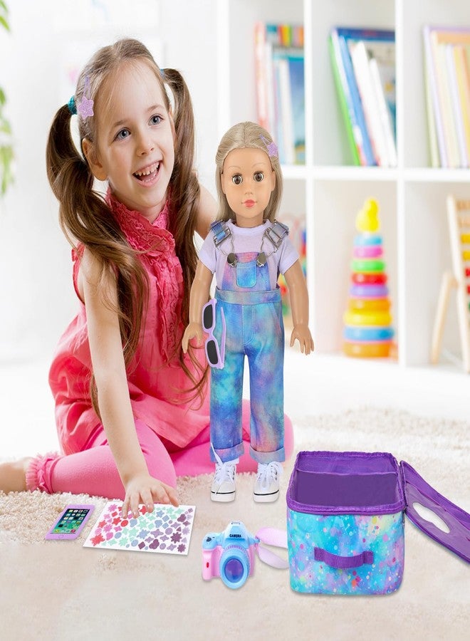 ZITA ELEMENT 18 Inch Doll Carrier Backpack - Blue and Purple Tie-Dye Style Travel Set with Accessories - Image 5